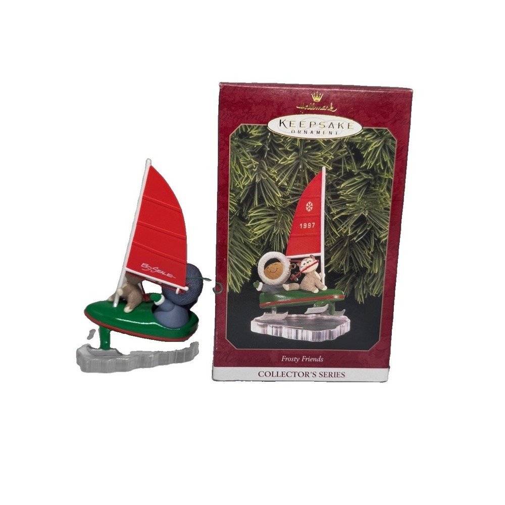 1997 Hallmark Christmas Ornament Frosty Friends #18 in Series Sailing Eskimo NIB
